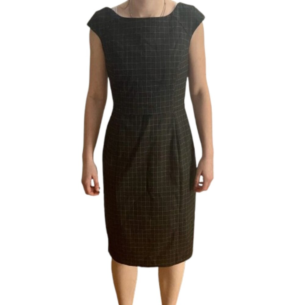 NWT Banana Republic Women Petite Size 6 6P Check Pattern V-Back Sheath Dress NEW